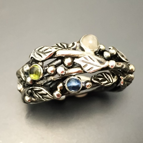 Mothers Ring Birthstone Ring Handmade Wild Prairie Silver Jewelry 