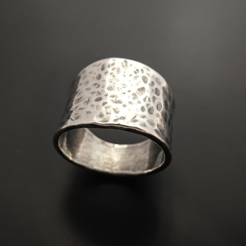hammered sterling silver ring handmade by joy kruse