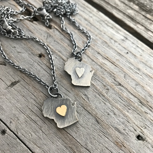 sterling silver wisconsin charm necklace 